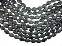Black Lava, 13x18mm Flat Teardrop Beads-RainbowBeads