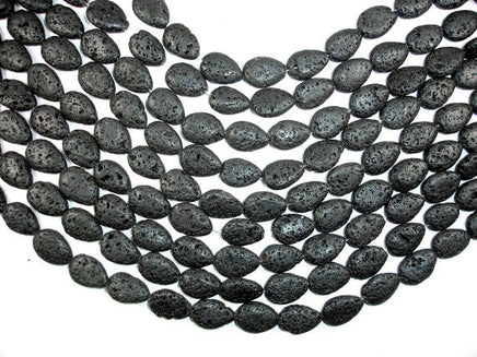Black Lava, 13x18mm Flat Teardrop Beads-RainbowBeads