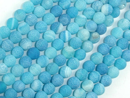 Frosted Matte Agate - Sea Blue, 6mm Round Beads-RainbowBeads