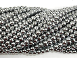 Hematite Beads-Silver, 4mm Round Beads-RainbowBeads