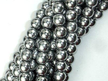 Hematite Beads, Silver, 8mm Round Beads-RainbowBeads