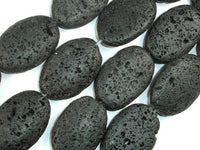 Black Lava, 20x30mm Oval Beads-RainbowBeads