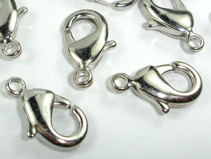 Lobster Claw Clasp, Rhodium Plated Copper, 20 pcs-RainbowBeads