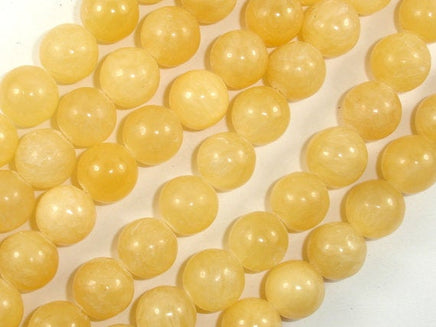 Yellow Jade Beads, Round, 12mm (11.5 mm)-RainbowBeads