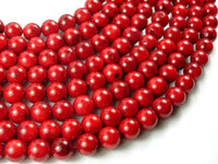 Red Bamboo Coral Beads, 10mm Round Beads-RainbowBeads