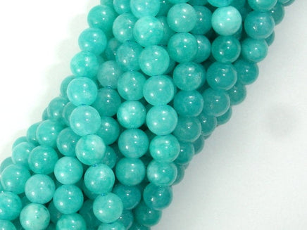 Sponge Quartz Beads-Teal, 6mm Round Beads-RainbowBeads