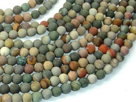 Matte Polychrome Jasper, 6mm Round Beads-RainbowBeads
