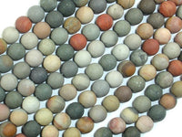 Matte Polychrome Jasper, 6mm Round Beads-RainbowBeads