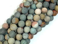 Matte Polychrome Jasper, 8mm Round Beads-RainbowBeads