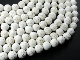 White Lava Beads, 10mm Round Beads-RainbowBeads