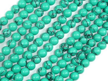 Howlite Turquoise Beads Green, 6mm Round Beads-RainbowBeads