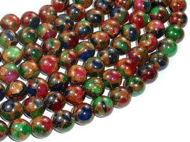 Mosaic Stone Beads-Multi color, 10mm, Round Beads-RainbowBeads