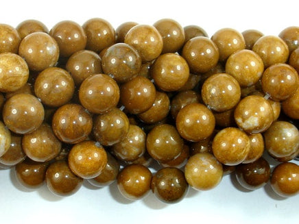Agate Beads-Brown, 10mm(10.4mm) Round-RainbowBeads