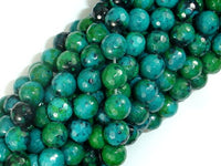 Chrysocolla, 8mm (7.8mm) Faceted Round Beads-RainbowBeads