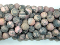 Matte Rhodonite Beads, 10mm, Round Beads-RainbowBeads