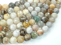 Bamboo Leaf Agate, 10mm Faceted Round Beads-RainbowBeads