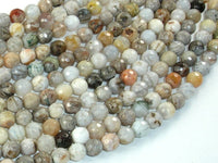 Bamboo Leaf Agate Beads, 6mm(6.4mm) Faceted Round Beads-RainbowBeads