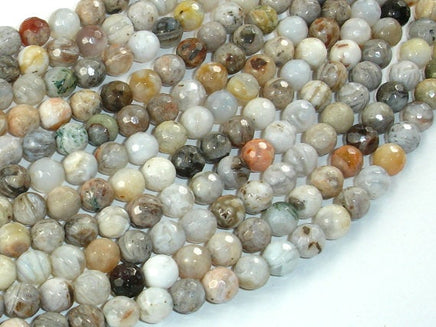 Bamboo Leaf Agate Beads, 6mm(6.4mm) Faceted Round Beads-RainbowBeads