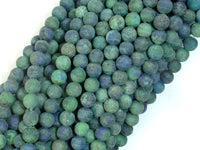 Matte Azurite Malachite Beads, 4mm Round Beads-RainbowBeads