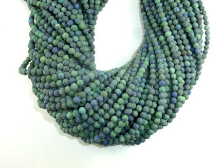 Matte Azurite Malachite Beads, 4mm Round Beads-RainbowBeads