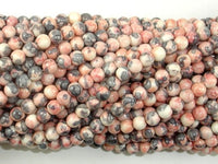 Rain Flower Stone, Pink, Gray, 4mm Round Beads-RainbowBeads
