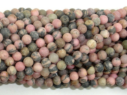 Matte Rhodonite Beads, 4mm, Round Beads-RainbowBeads