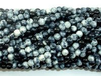 Rain Flower Stone Beads, Black, White, 4mm Round Beads-RainbowBeads