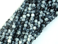 Rain Flower Stone Beads, Black, White, 4mm Round Beads-RainbowBeads