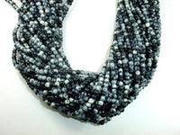 Rain Flower Stone Beads, Black, White, 4mm Round Beads-RainbowBeads
