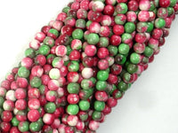 Rain Flower Stone, Red, Green, 4mm Round Beads-RainbowBeads
