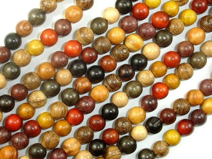 Mixed Wood Beads, 6mm Round Beads-RainbowBeads