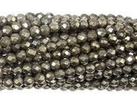 Pyrite Beads, 4mm Faceted Round-RainbowBeads