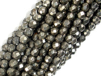 Pyrite Beads, 4mm Faceted Round-RainbowBeads