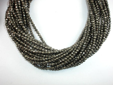 Pyrite Beads, 4mm Faceted Round-RainbowBeads