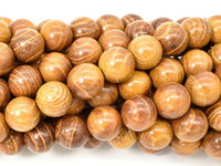 Yellow Wood Beads, Nangka Wood Beads, 10mm (10.3mm) Round Beads, 43 Inch-RainbowBeads