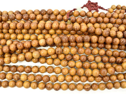 Yellow Wood Beads, Nangka Wood Beads, 10mm (10.3mm) Round Beads, 43 Inch-RainbowBeads