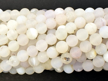 Druzy Agate Beads, White Geode Agate Beads, 6mm Round Beads-RainbowBeads