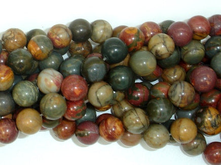 Picasso Jasper Beads, 10mm Round Beads-RainbowBeads