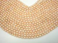 Fresh Water Pearl Beads, Rice, Peach, 6x8mm-RainbowBeads