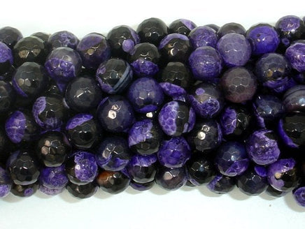 Agate Beads, Purple & Black, 8mm Faceted-RainbowBeads