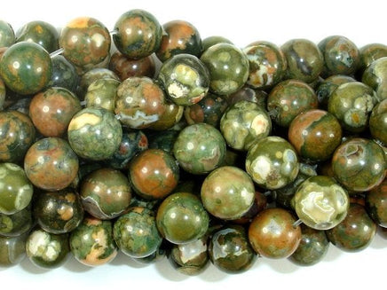 Rhyolite Beads, 10mm (10.6mm) Round Beads-RainbowBeads