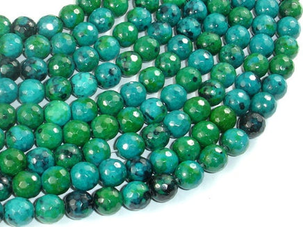 Chrysocolla, 8mm (7.8mm) Faceted Round Beads-RainbowBeads