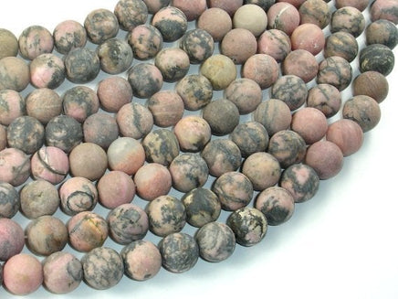 Matte Rhodonite Beads, 10mm, Round Beads-RainbowBeads