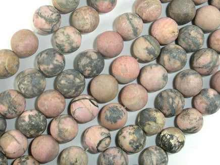 Matte Rhodonite Beads, 10mm, Round Beads-RainbowBeads