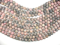 Matte Rhodonite Beads, 10mm, Round Beads-RainbowBeads