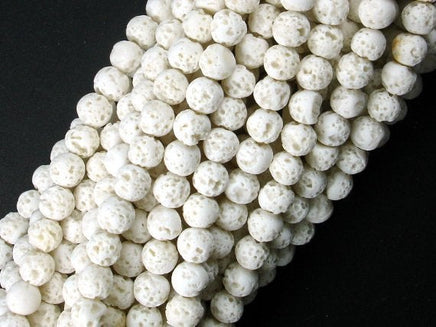 White Lava Beads, 4mm (4.5mm) Round Beads-RainbowBeads