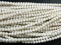 White Lava Beads, 4mm (4.5mm) Round Beads-RainbowBeads