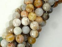 Bamboo Leaf Agate, 10mm Faceted Round Beads-RainbowBeads