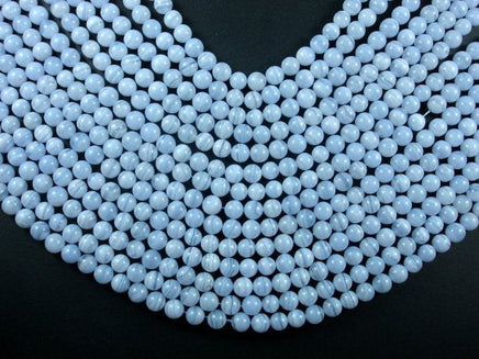 Blue Chalcedony Beads, Blue Lace Agate Beads, Round, 6mm-RainbowBeads