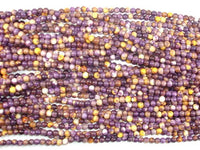 Rain Flower Stone, Purple, Yellow, 4mm Round Beads-RainbowBeads